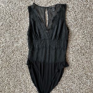 Sheer lace and mesh bodysuit